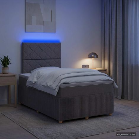 vidaXL Lit boxspring LED avec matelas Taupe 120 x 200 cm Tissu (1/5)