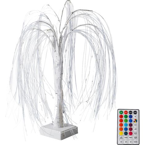 Saule éclairé coloré RGB LED, arbre artificiel avec télécommande, alimenté par batterie USB, décoration de jardin pour fête, mariage, maison (1/5)