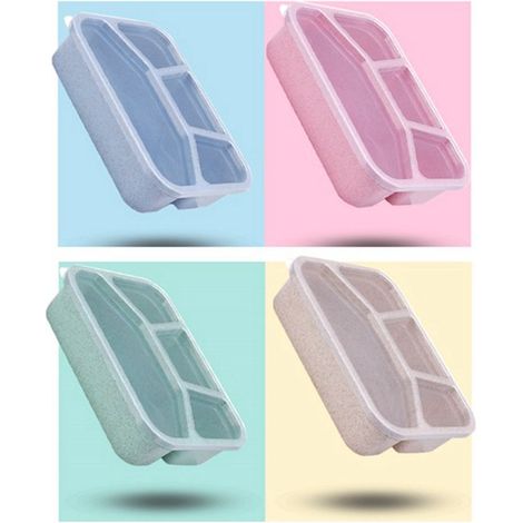 Available in 4 colors: pink, blue, green and beige. Material: wheat straw and polypropylene bento box. (1/5)
