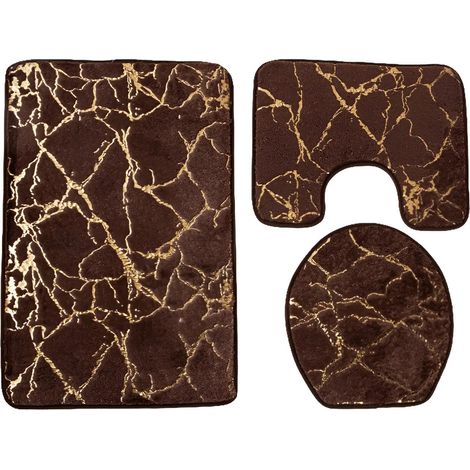 Ensemble de 3 coussins de sige de toilette marron (1/5)