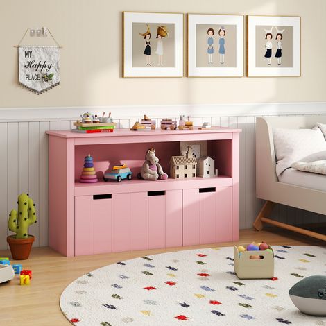 CASART 3-Drawer Kids Storage Cabinet - Pink (1/5)