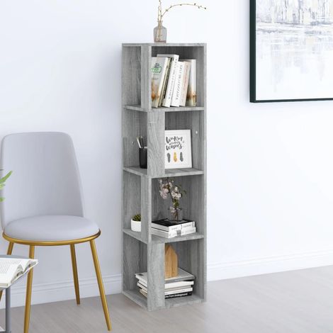 Armoire d'angle salon, Etagère de Rangement d'angle, Bibliothèque Style moderne Sonoma gris 33x33x132 cm Bois d'ingénierie HYB60069 (1/5)