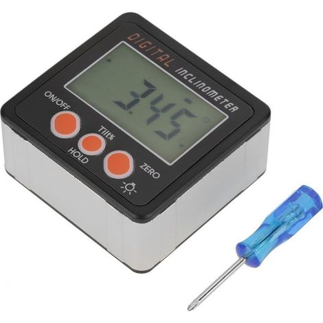 Inclinomètre numérique LCD – 4x90° – rapporteur angle – noir – mesure pente (1/5)