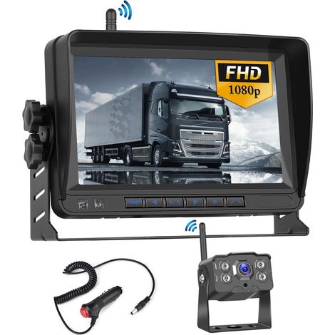 Caméra de Recul Numérique sans Fil avec Écran Tactile de 7 Pouces avec Vision Nocturne 1080P HD Caméra Étanche IP68 pour Voiture/Camping-Car/Camion/SUV (1/5)
