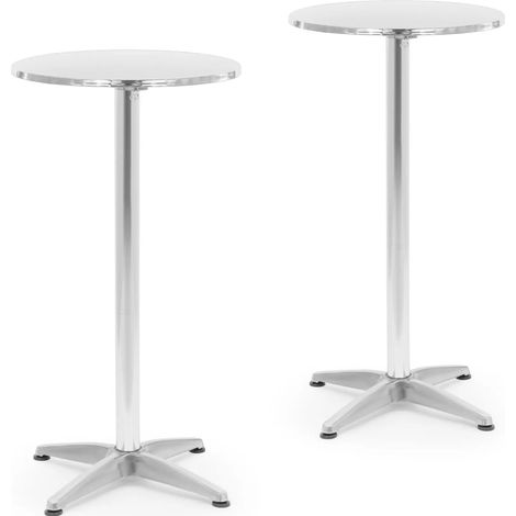 Mesa redonda, alta, plegable, diámetro 60 cm, 115 cm, color plata - 2 unidades. (1/4)