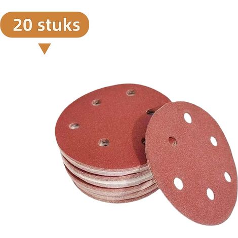 Lot de 20 disques abrasifs auto adhésifs 150 mm à 6 trous P80 pour ponçage à sec et polissage (1/5)