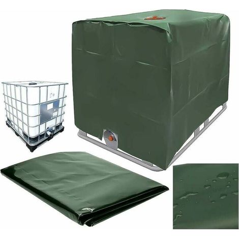 1 Housse de protection, réservoir IBC 1000 L, polyester 210D, anti-UV et pluie, 120x100x116 cm, extérieur (1/5)