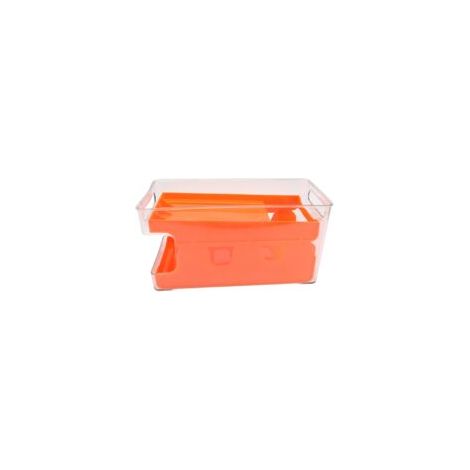 Organisateur de canettes double niveau pour réfrigérateur – Boîte de rangement – Orange (1/5)