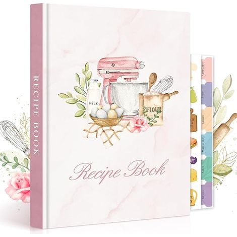 B5 Recipe Journal to Fill in, Recipe Book for Kitchen and White, Recipe Book to Record Your Own Recipes, Blank Recipe Book, Recipe Book Cookbook, Pink, English (1/5)