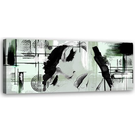 Tableau sur toile Femme verte abstraction 90x30 (1/5)