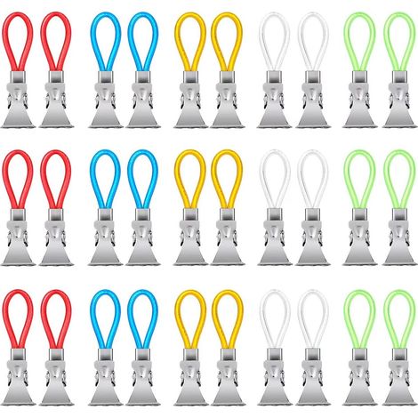 Crochets porte-serviettes - Lot de 30 - Pinces porte-serviettes - Crochets porte-serviettes - Supports porte-serviettes - Crochets - Pinces - Torchons - Crochets de suspension - Pour salle de bain et (1/5)