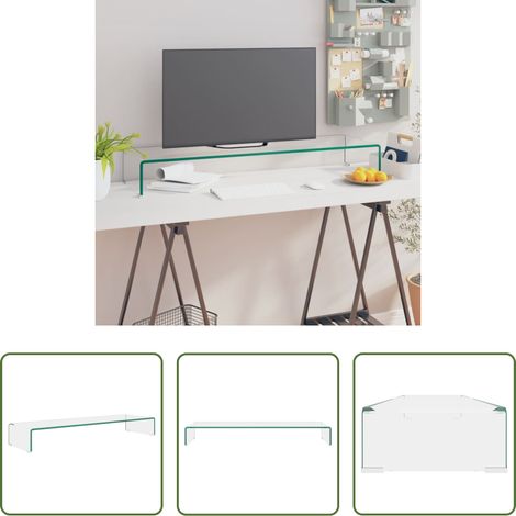 Étagère en verre -  Meuble TV/pour moniteur 100x30x13 cm verre transparent (1/5)