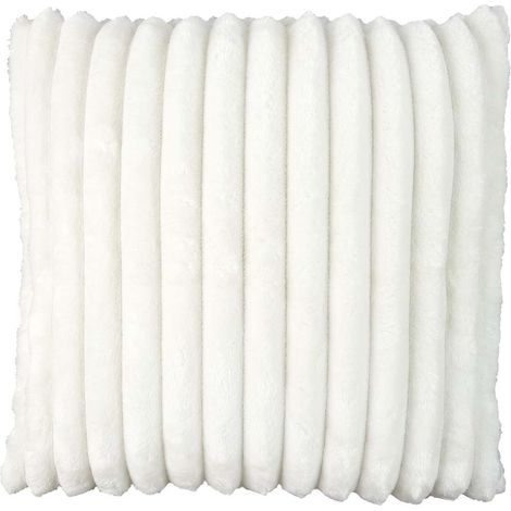 Coussin Ultra Doux Flanelle Côtelé 40x40cm Blanc Déhoussable (1/3)