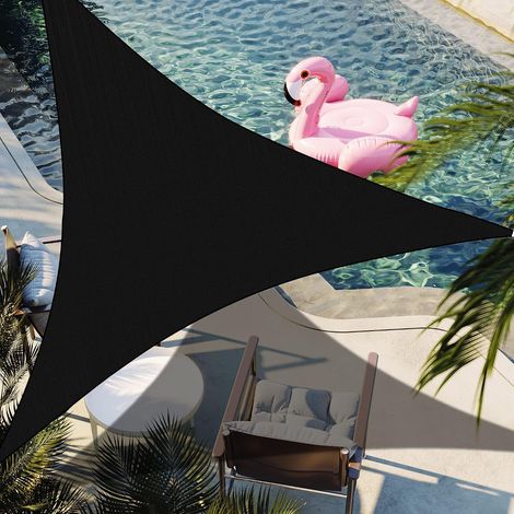 Vela de sombra triangular, 3 x 3 x 3 m, tela de sombra, protección para patio, impermeable, resistente a los rayos UV, para terraza, jardín, negra (1/5)