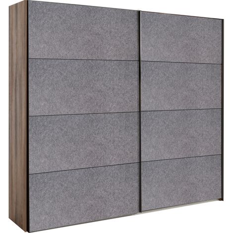 Armadio Audace 2 ante scorrevoli Noce/grigio - 223x250x67 cm