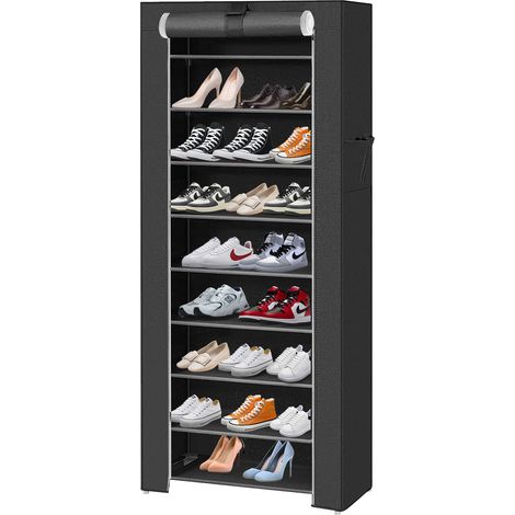 Armoire étagères à chaussures 10 couches avec housse 27 paires de chaussures rangement pratique en toile 6030160cm noir (1/5)