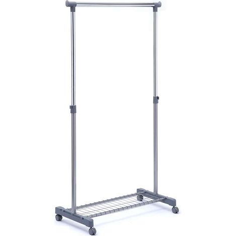 Stender grigio/cromo estensibile con rete portaoggetti (1/4)