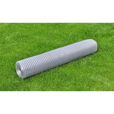 Grillage pour poulailler, acier galvanisé, 10 x 1 m, argent (1/4)