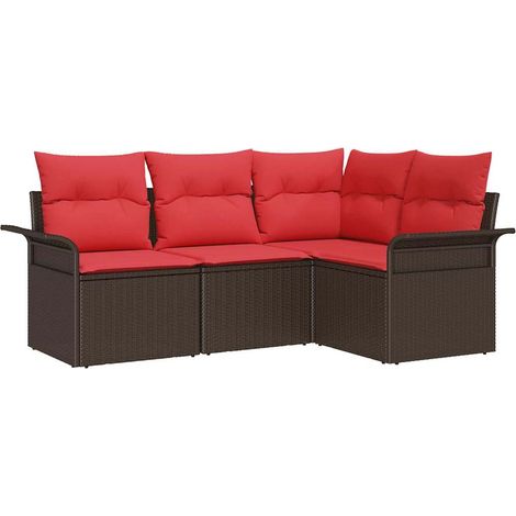 Maison Exclusive - Gartensofa-set mit Speicher 4 pcs Braun Poly-R