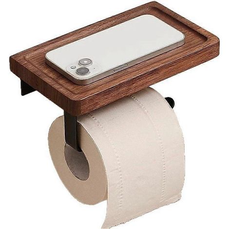 Porte-papier toilette mural en noyer, boîte à essuie-mains, distributeur de papier toilette à rouleau. (1/5)