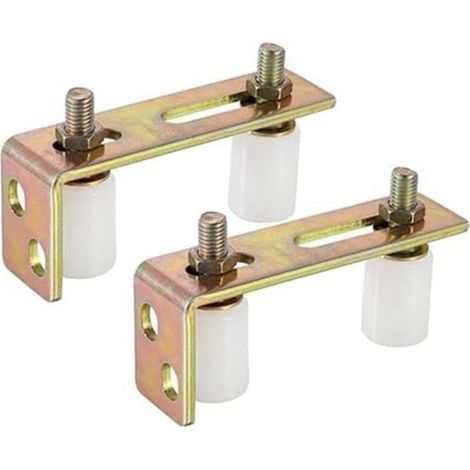 Lot de 2 Guides Réglables pour Portail Coulissant avec Rouleaux Nylon et Supports en L Blancs (1/4)