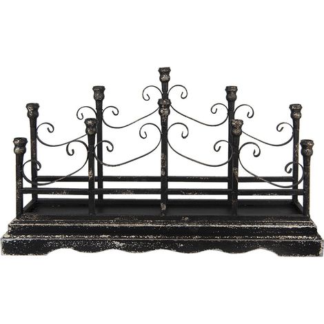 Chandelier Baroque en Fer Noir 46 cm - Grand Bougeoir de Table pour 10 Bougies - PANGIVO (1/4)