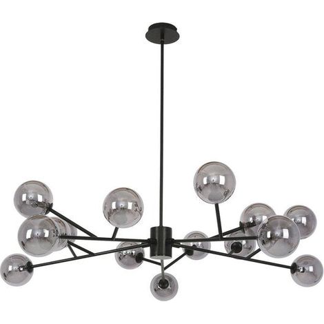 [NEUWERTIG] B-Ware Beacon Hängeleuchte Pendelleuchte Orion Lampe schwarz rauchgrau Glas 15-flammig (1/2)