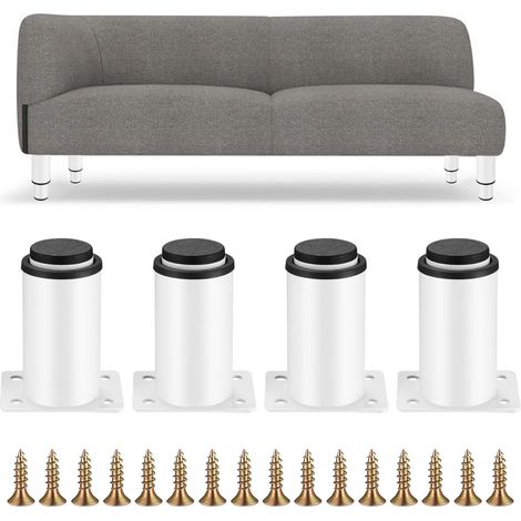 4 Pièces Pieds de Meubles Réglables, Pieds de Table en Métal Blanc, Pieds Réglables en Hauteur 0-40 mm, Pieds de pour Meuble Cuisine, Armoires, Lit, Table Pieds (1/5)