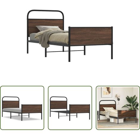 Cadre de lit - Cadre de lit sans matelas 100x190 cm chêne marron (1/5)