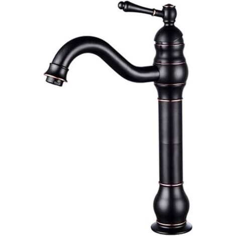 Robinet de lavabo de salle de bain, robinet de salle de bain, robinet de lavabo en finition bronze, robinet d'eau à poignée unique en laiton, robinet mélangeur monté sur le pont pour lavabo s (1/5)