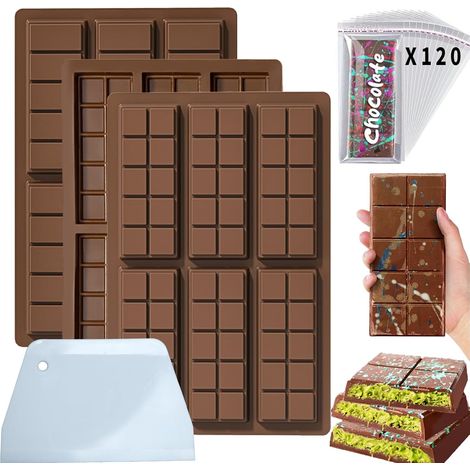 Lot de 3 Moule Chocolat, Silicone Alimentaire, 6 Cavités, Résistant Chaud Froid, Pâtisserie Maison (1/5)