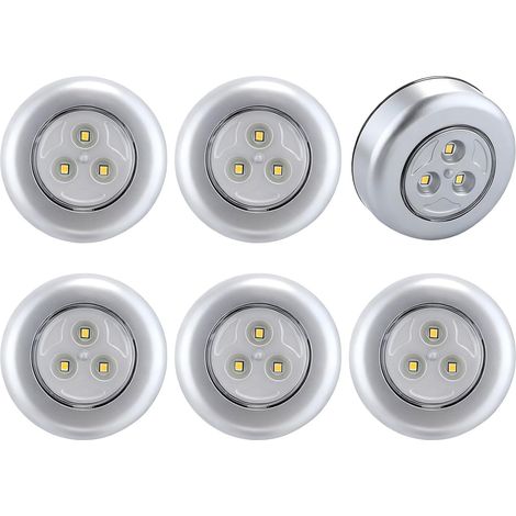 6pcs Lampe Spot LED Pile Autocollant, Éclairage Complémentaire pour Placard, Cuisine (Blanc Chaud) (1/5)