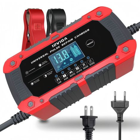 12 V 10 AChargeur de batterie lithium-fer-phosphate 14,6 V 10 A, chargeur 12 V 10 A, chargeur de moto, chargeur de batterie de voiture (1/4)