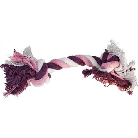 Jouet pour chien en corde, rose-violet, 30 cm, avec deux nœuds