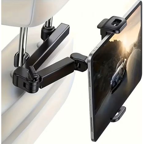 Tablet-Halterung für die Kopfstütze im Auto – Geeignet für iPad und Smartphone – 360° drehbar – Universell – Autozubehör – Schwarz (1/5)