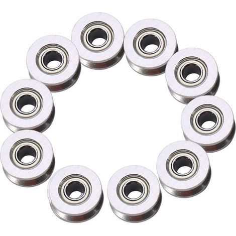 Polea guía de acero miniatura con estrías en V y rodamiento de bolas V624ZZ de doble blindaje de 4x13x6 mm para sistema de movimiento de riel lineal. (1/4)