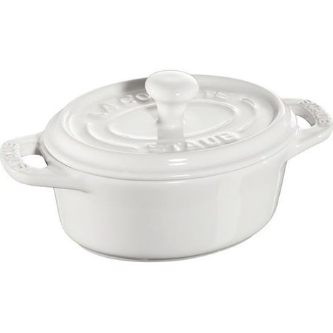 Mini Cocotte Ovale 11 cm Blanche en Céramique
