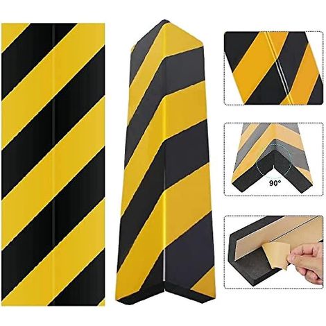 Lot de 2 protections de parking pour garage, protections murales en mousse à rayures noires et jaunes, protections d'angle, protections de pare-chocs, protection en caoutchouc anti-rayures (1/5)