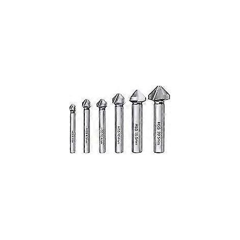 Lot de 6 fraises à chanfreiner HSS 6542, forets coniques à 90°, fraises cylindriques pour ébavurage, pour bois, métal et PVC, machines-outils, diamètres : 6,3/8,3/10,4/12,4/16,5/20,5 mm (1/4)