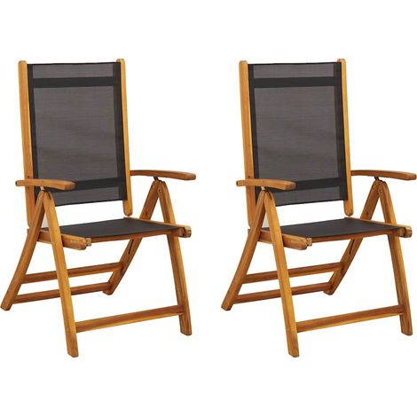 Maison Exclusive - Sedie pieghevoli, 2 pezzi, in legno massello di acacia e Textilene (1/5)