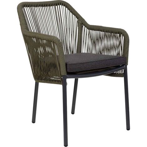 Silla de ratan sintético verde 56x66x80