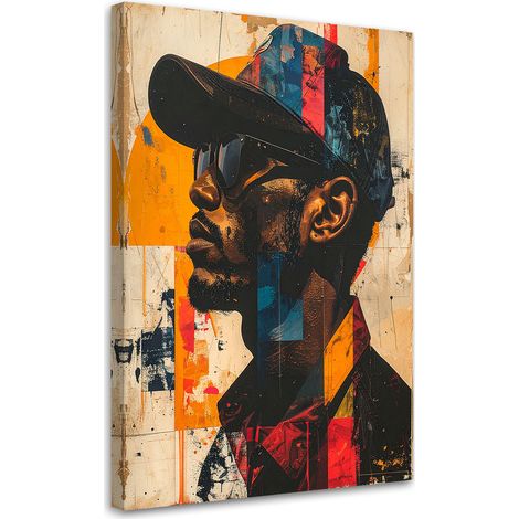 Cuadro sobre Lienzo Abstracción: hombre con gorro y gafas 20x30 (1/5)