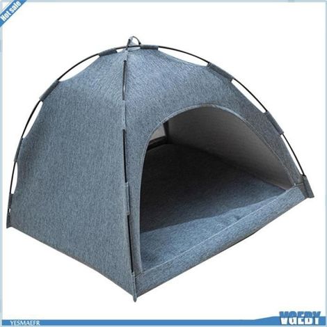 Lit de tente pour chat grand espace respirant confortable lavable panier pour animaux de compagnie vert bleu (1/5)