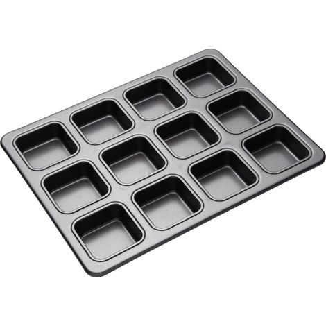MasterClass Brownie Tin with Dividers with PTFE, PFOA and BPA Free Non Stick,Carbon Steel, Baking Pan to Make 12 Cakes, 34 x 26cm