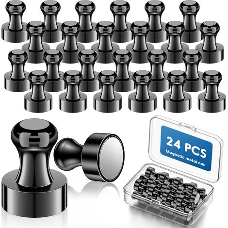 24 Pcs Aimant Puissant - Aimants Tableau Magnétique avec boîte de Rangement, Aimant Frigo, Aimant Neodyme, Magnets Mini Aimants, pour Réfrigérateur/Images/Notes/Carte/Tableau Blanc, Noir (1/5)