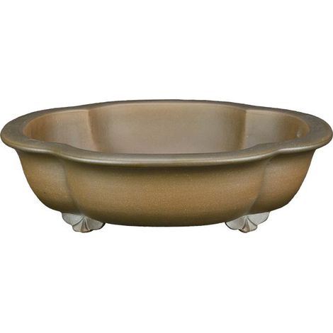 Vaso per bonsai ovale (forma mokko) in gres 20,5x18x4,5 cm - SM001d