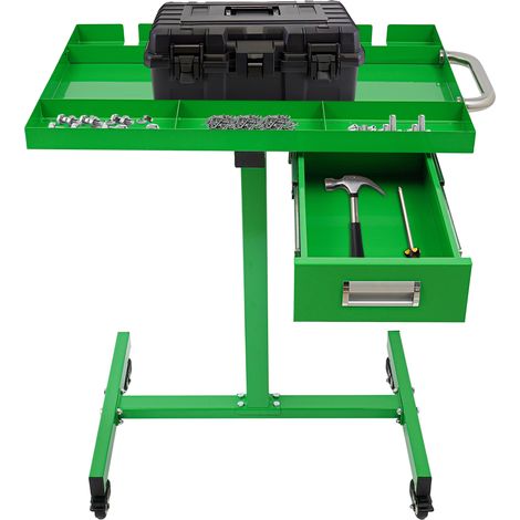 Chariot à outils sur roulettes avec tiroir - Table de travail mobile pour garage et atelier - Construction en acier, 4 roulettes de frein, capacité de charge de 100 kg et plateau de rangement (vert) (1/5)