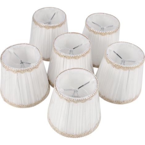 Pantalla para lámpara de araña, SOLO para bombillas tipo vela, pantalla con soporte de pinza, juego de 6, blanca (1/4)