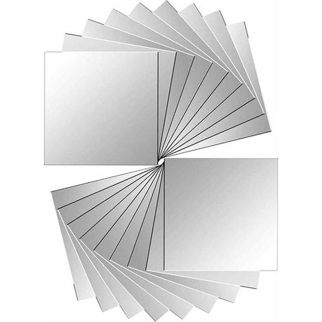18 pièces carreaux miroir autocollants muraux 15 x 15 cm pour décoration murale - argent (1/5)