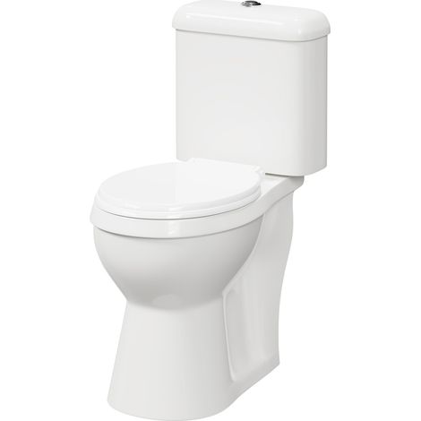 Nuie Comfort Height Close Coupled Toilet with Push Button Cistern - Soft Close Seat